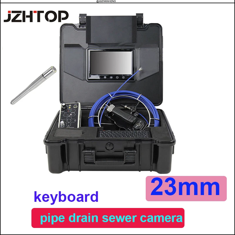 Self Leveling  23mm 512hz Transmitter Pipe Drain Sewer Inspection Camera DVR Meter Counter Keyboard 9'Screen