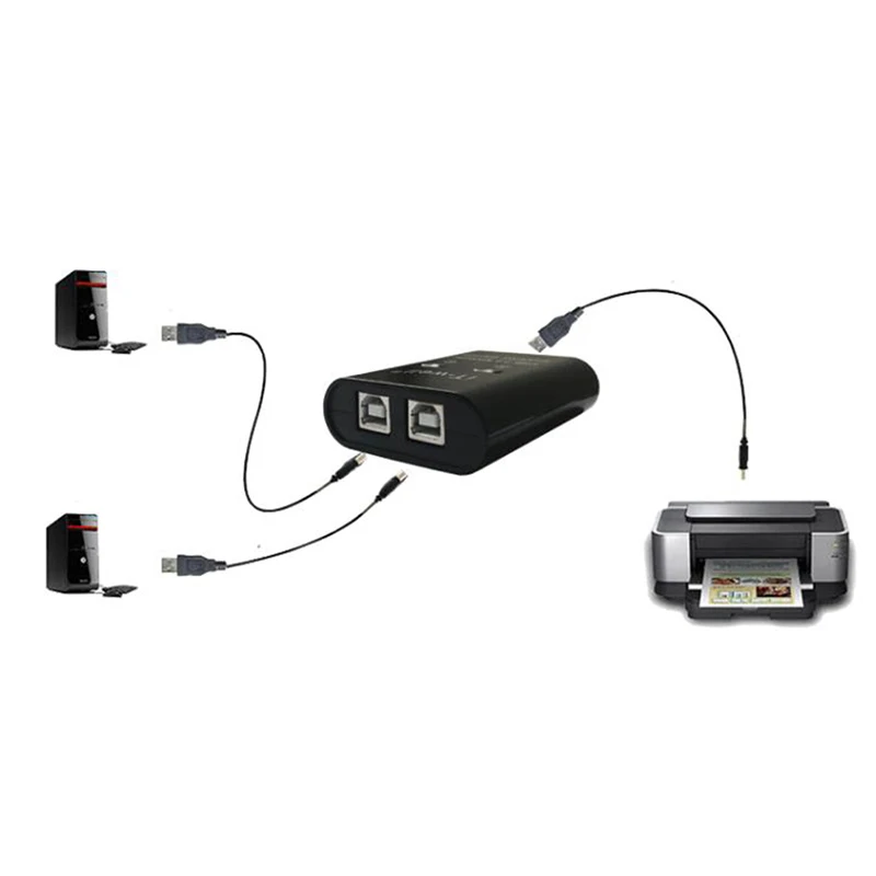 Usb Printer Sharing Device em Out 2-port Manual Kvm Switching Splitter Hub Converter - Imagem 6
