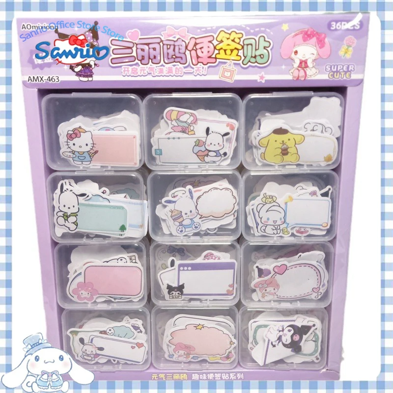 

Sanrio New Sticker Kuromi My Melody Cinnamoroll Sticker Pochacco Name Sticker Tearable Sticky Notes 36pcs Wholesale Stationery