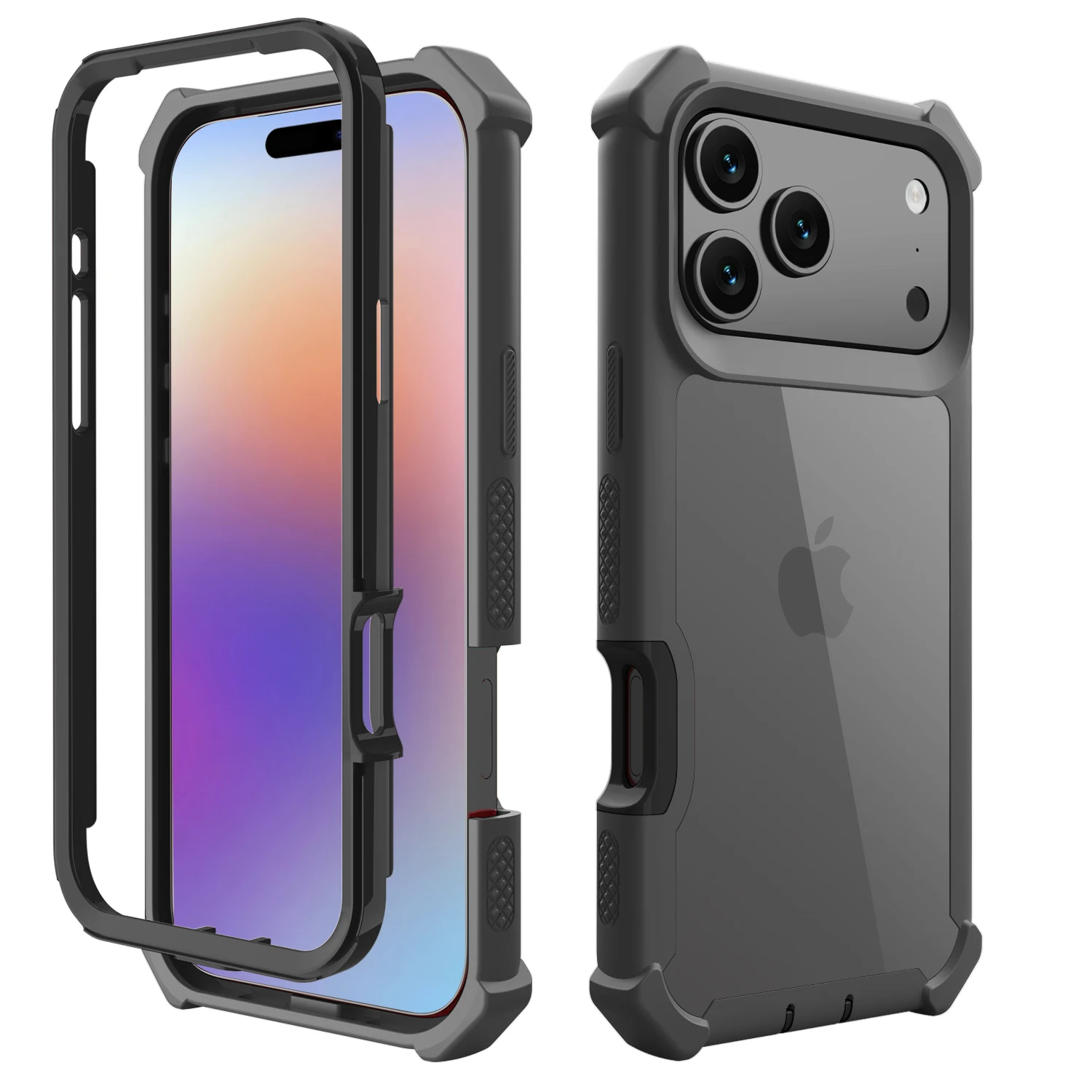 Enhanced Shockproof Armor Phone Case - 2-in-1 Hit Color Design with Clear Acrylic Hard Cover