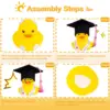 Graduation Ducks Car Dashboard Decorations Rubber Duck Car Ornaments Accessories with Mini Graduation Hats Sashes Glasses 3