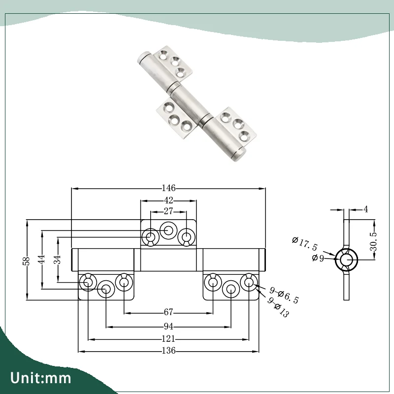 Mechanical Equipment Heavy-duty Door Made Of 304 Stainless Steel With Built-in 360 Degree Rotating Shaft Flag Hinge Triple Hinge