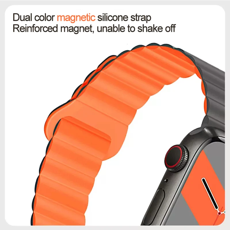 애플 워치 밴드용 실리콘 루프 마그네틱 스트랩, 아이워치 시리즈 9, 8, 5, 4, SE, 6, 7 울트라용 팔찌, 44mm, 40mm, 45mm, 49mm, 41mm, 38mm, 42mm