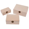 S/M/L Wooden Storage Box Plain Wood + Lid Multifunction Square Hinged Craft Gift Boxes For Home Supply Storage Decorations 2