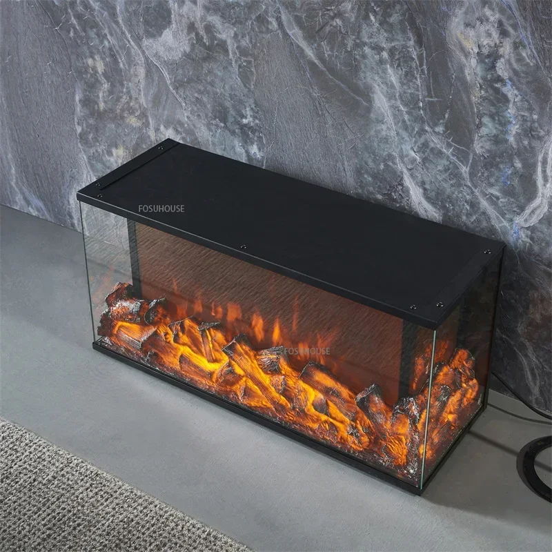 Three-sided Fire-viewing Fireplace Core Simulation Flame Decorative Fireplace Embedded Home living room TV stand background wall