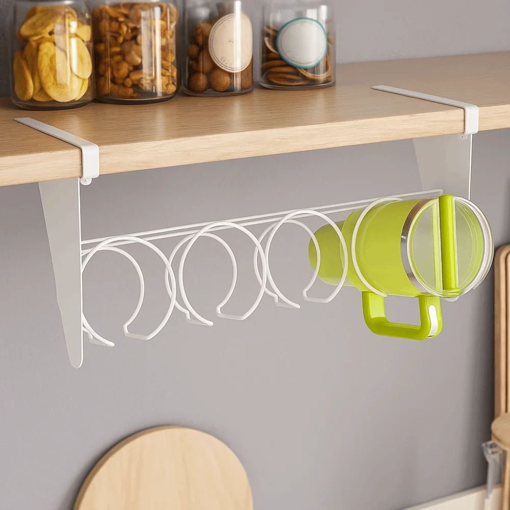 Carbon Steel Under Cabinet Water Bottle Organizer Large Capacity Wall Mounted Water Bottle Hanging Holder Space Saving