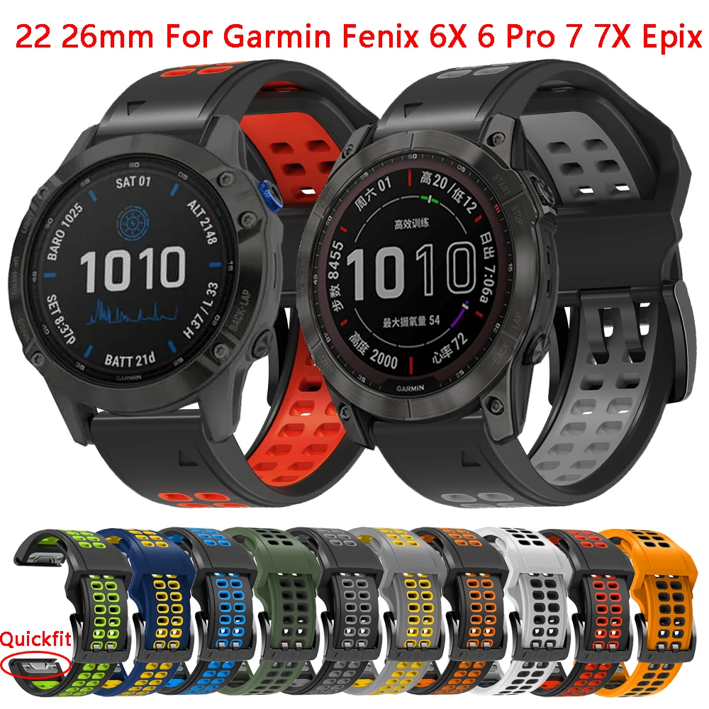 Classico Cinturino In Silicone E Pelle Per Garmin Fenix 7 7X 6 6X Pro 5 - Foto 7