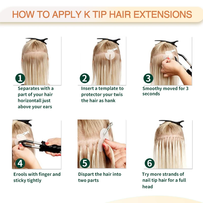 플랫 팁 케라틴 인모 연장 핫 퓨전 헤어 연장 1x0.8cm 본드 14-22 30g/팩