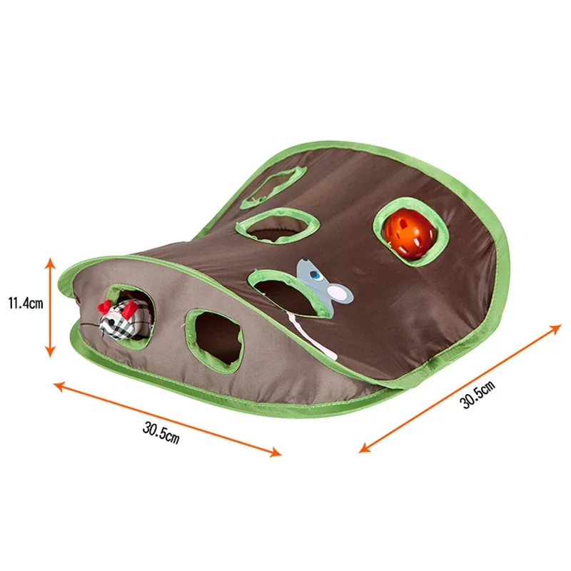 Cat Toys Cat Mice Game Intelligence Toy Bell Tent With 9 Hole Cats Playing Tunnel Foldable