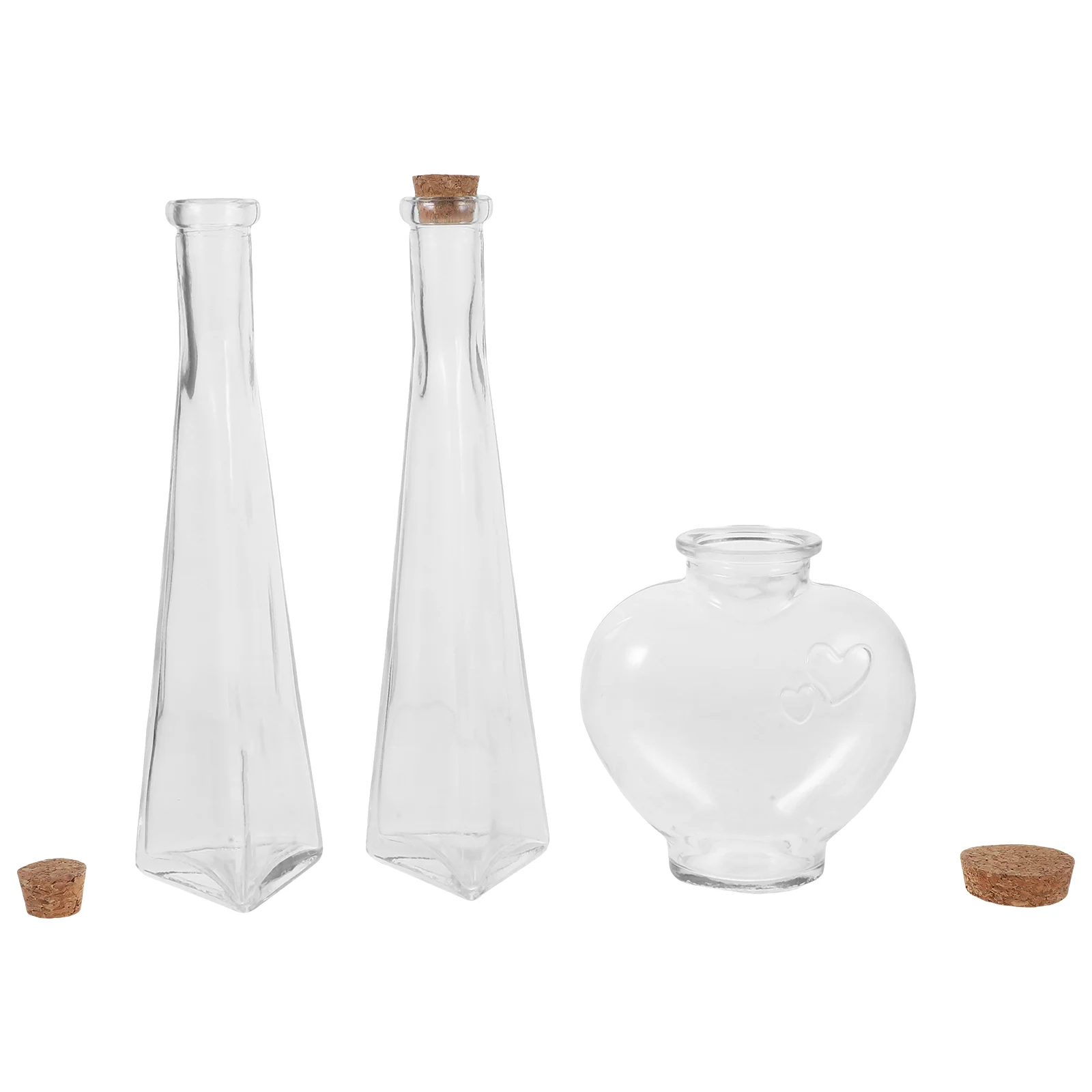 

Unity Sand Ceremony Kit Wedding Decorative Vase Cork Lid 3Pcs Heart Shaped Wishing Bottle Desktop Hydroponic Plant Vase Sand