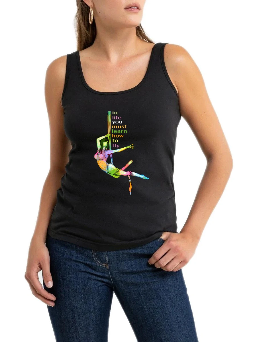 

Pilates Yoga Graphic Sexy Fit Tank Tops Women's Yoga Sports Fitness Workout Sleeveless Tee Shirt High-quality Cotton Top