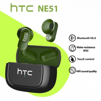 HTC NE51 Auricolari Bluetooth TWS Mini Auricolari Sport Cuffie wireless Auricolari intelligenti con riduzione del rumore Verde Nero