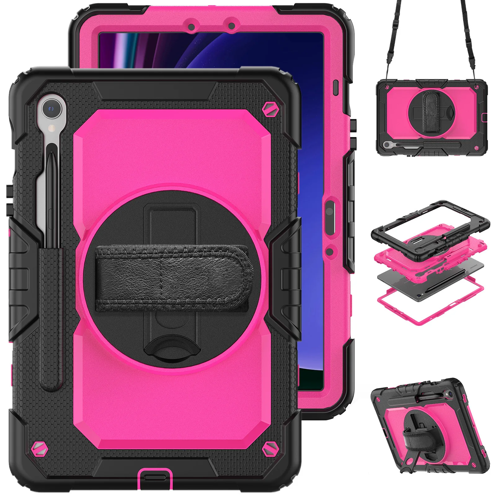 Durable Kids Tablet Case with Screen Protector and Handle Strap, Heavy Duty Cover