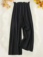 Plus Size 1XL-5XL Women Fashion Solid Color Wide Leg Pants Female Casual  Elegant Drawstring High Waisted Loose Long Trousers - Image 2