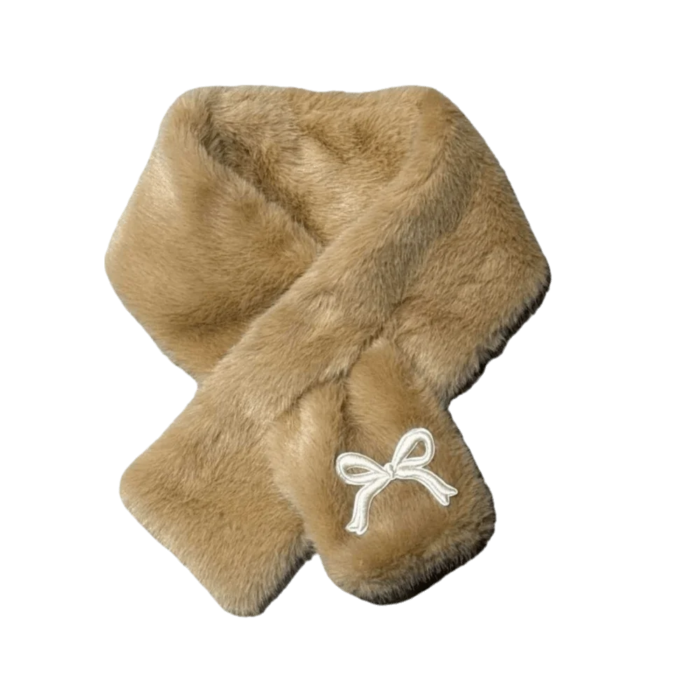 귀여운 단색 리본 스카프 한국 스타일 캐주얼 방한 넥커치프 방풍 따뜻한 어린이용 크로스 스카프 소녀용