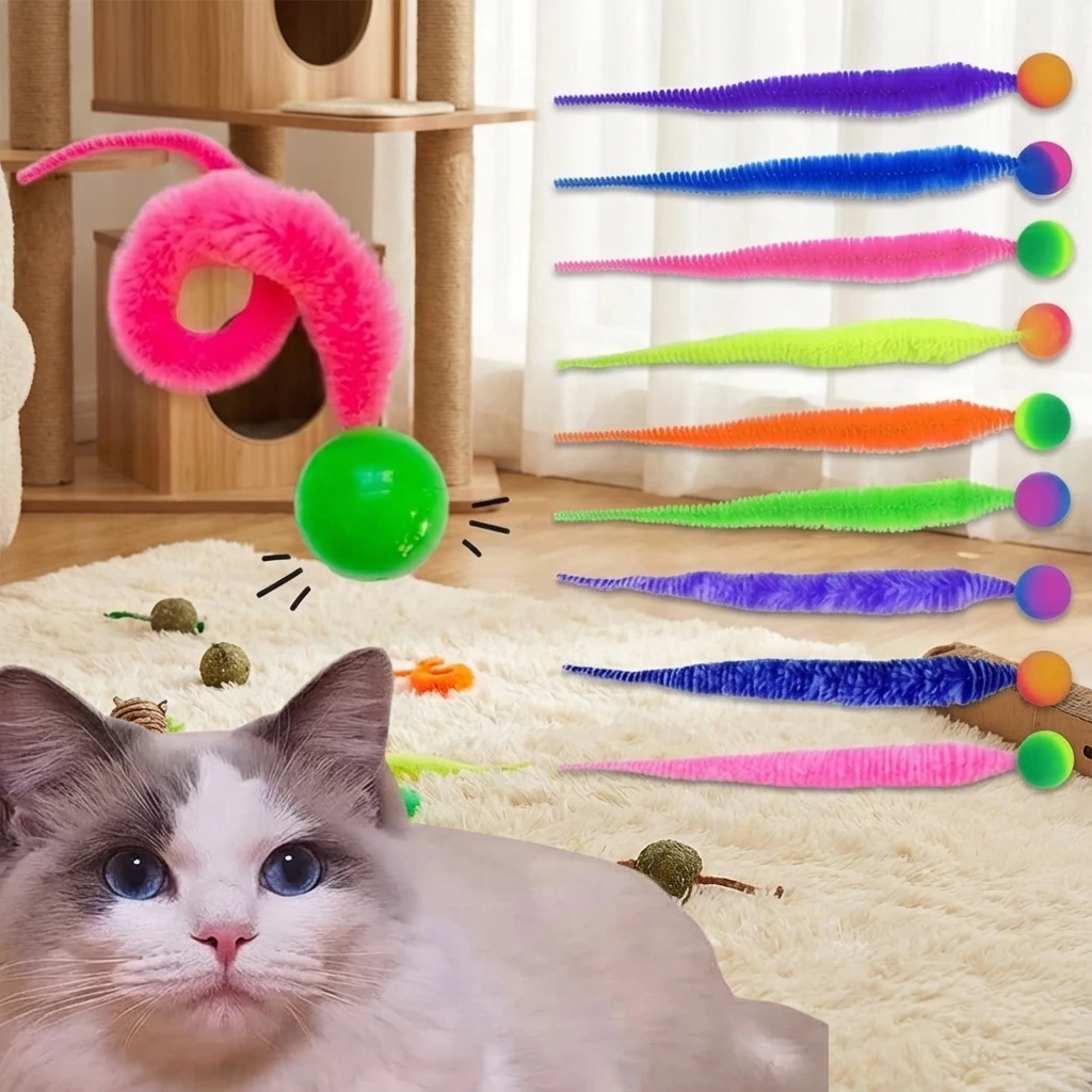 Cat Interactive Toys Tickle Cat Colorful Bouncing Ball Pet Supplies Puzzle Teasing Indoor Cat Worm Caterpillar Elastic Toy Cat Interactive Toys Tickle Cat Colorful Bouncing Ball Pet Supplies Puzzle Teasing Indoor Cat Worm Caterpillar Elastic Toy