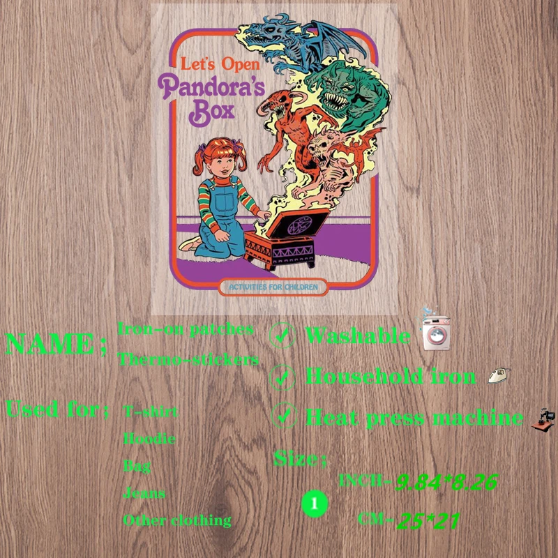 Rilascia Demons "Le'S Open Pandora'S Box" Creative Art Trend Pattern Patch Per Abbigliamento Stiratura E Stampa A Trasferimento Termico