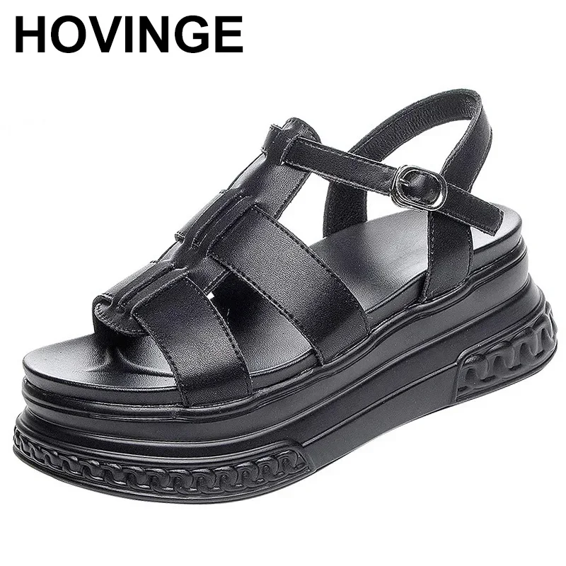 

7cm Platform Women Sandals Roman Casual Increase Height Fashion Buckle Design Summer Outdoor Skeleton Wedges Chunky Shoes