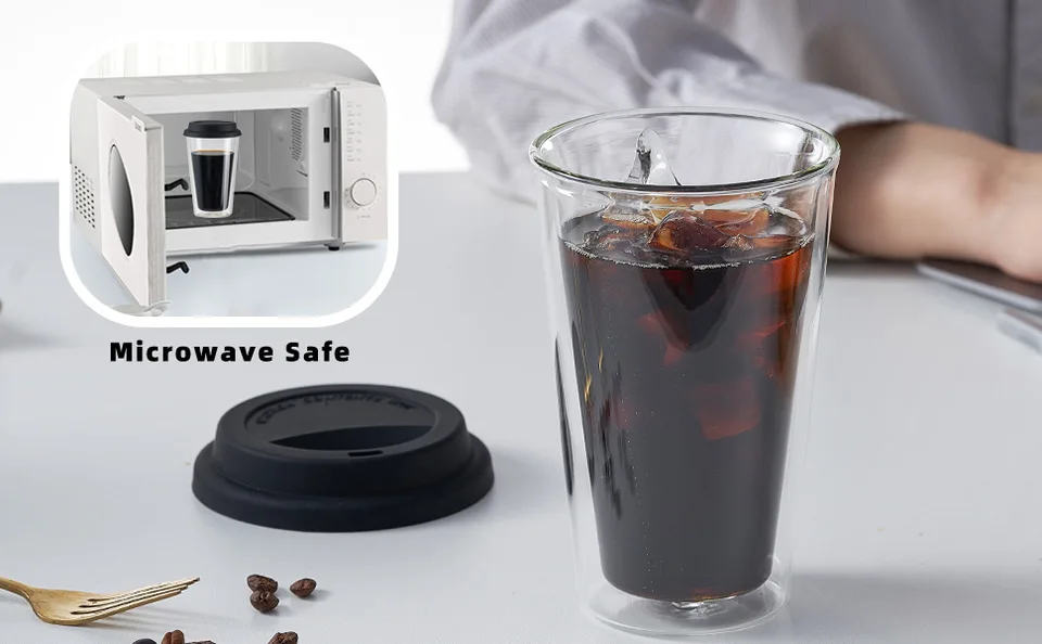 EZOWARE Tazza en Vetro Doppia Parete, Bicchieri Terici Isolati di