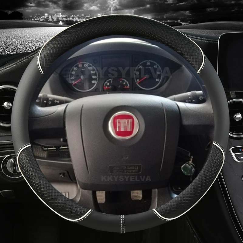 Genuine Dark Grey Leather Steering Wheel Cover For Fiat Ducato Van (1995-2006) MK2 - Brand New - View #11