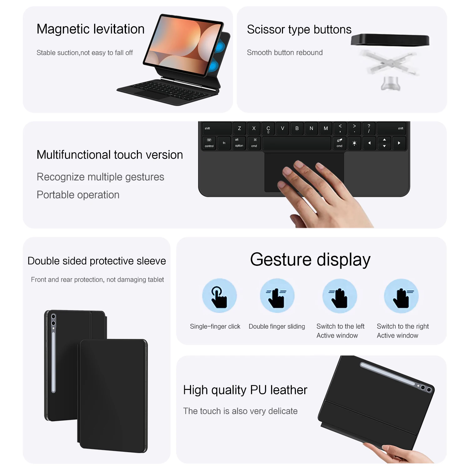 Ajiuyu Premium Touchpad Magnetic Keyboard Case with Magic Folio