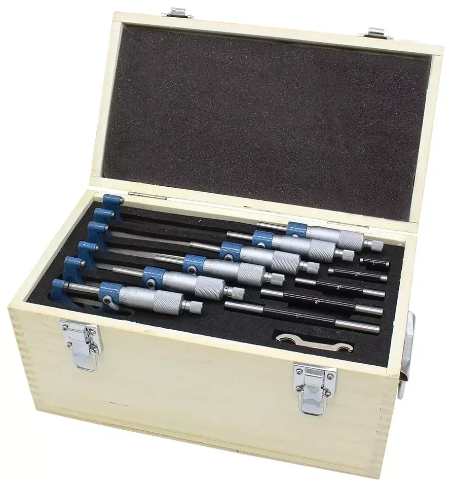 

Micrometer set wood box packing 6PCS micrometer set 0-150 mm/0-6" arch frame mitutoyo type set of micrometers