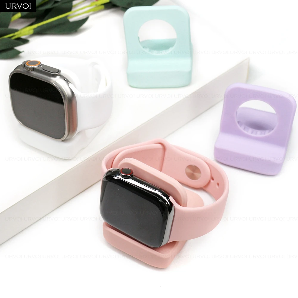 Holder for Apple Watch Series 9 8 7 6 5 4 3 2 1 SE Stand watchOS Nightstand keeper PC home charging dock silicone design