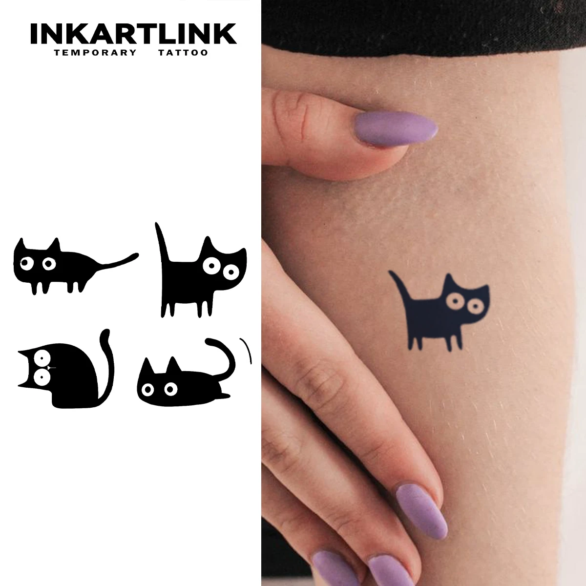 Tatouage temporaire chaton mignon, dure jusqu'à 15 jours, autocollant  semi-permanent magique imperméable de nouvelle technologie. - AliExpress, image size:1200x1200