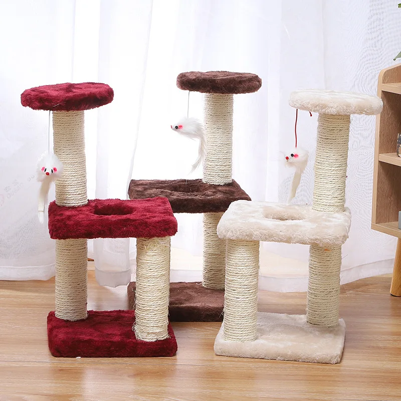 三柱三层方盘圆盘磨爪中型猫爬架猫玩具4