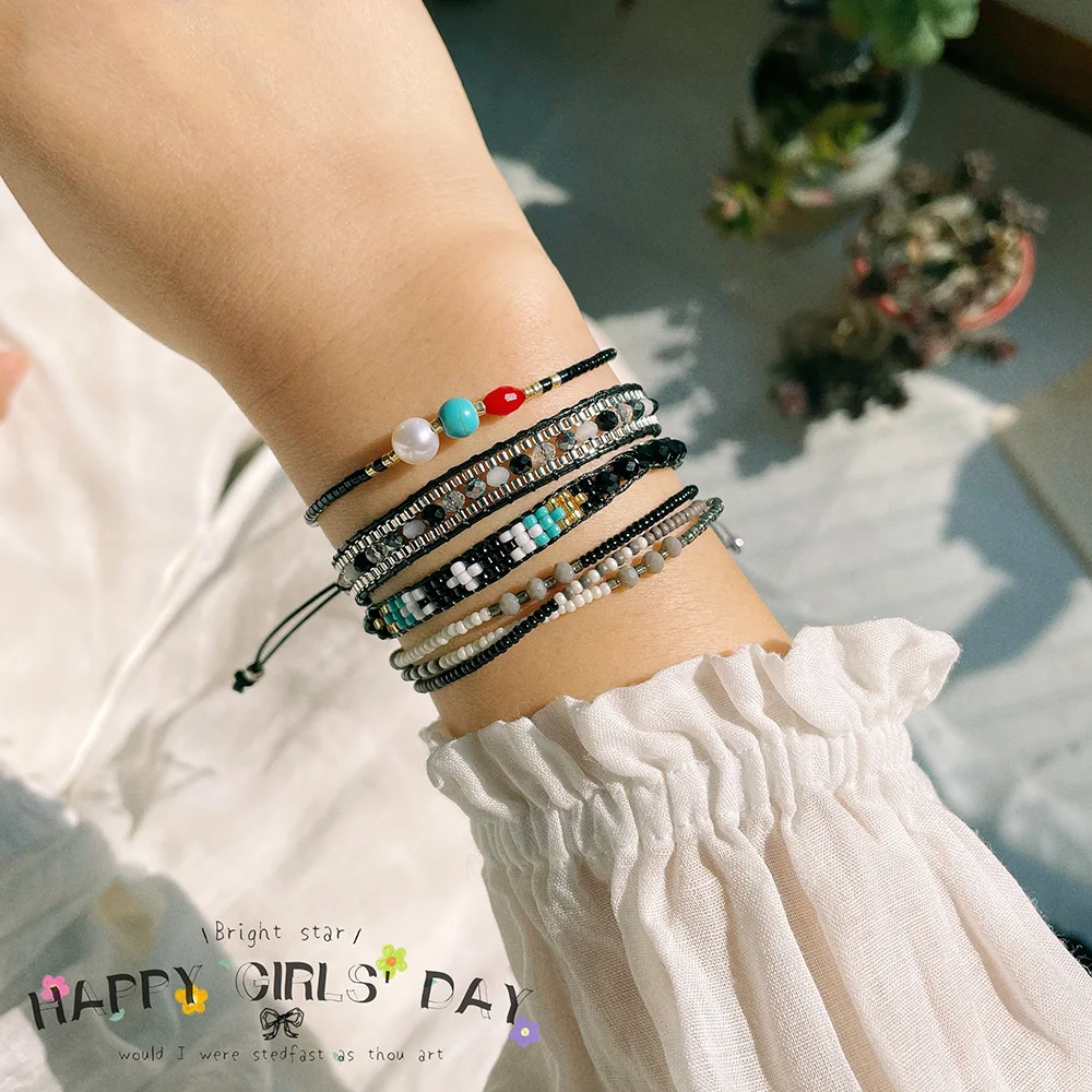 

Strand Bracelet Braided Stretch Friendship Woven Rope Bracelets Adjustable Wrap Bracelet Beach Bracelets for Girls Women