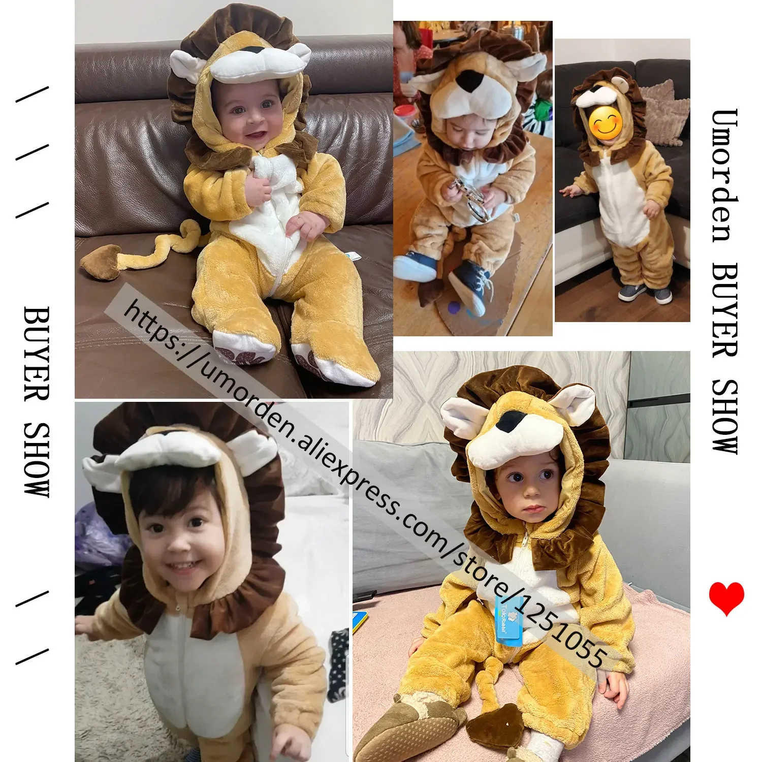Umorden Baby Lion Cub Costume Boys Infant Toddler 3-6M 6-9M 9-12M 1-2T 2-3T Flannel Winter Pajamas Outfit Hoodie Romper cosplay jumpsuit kids cosplay costume