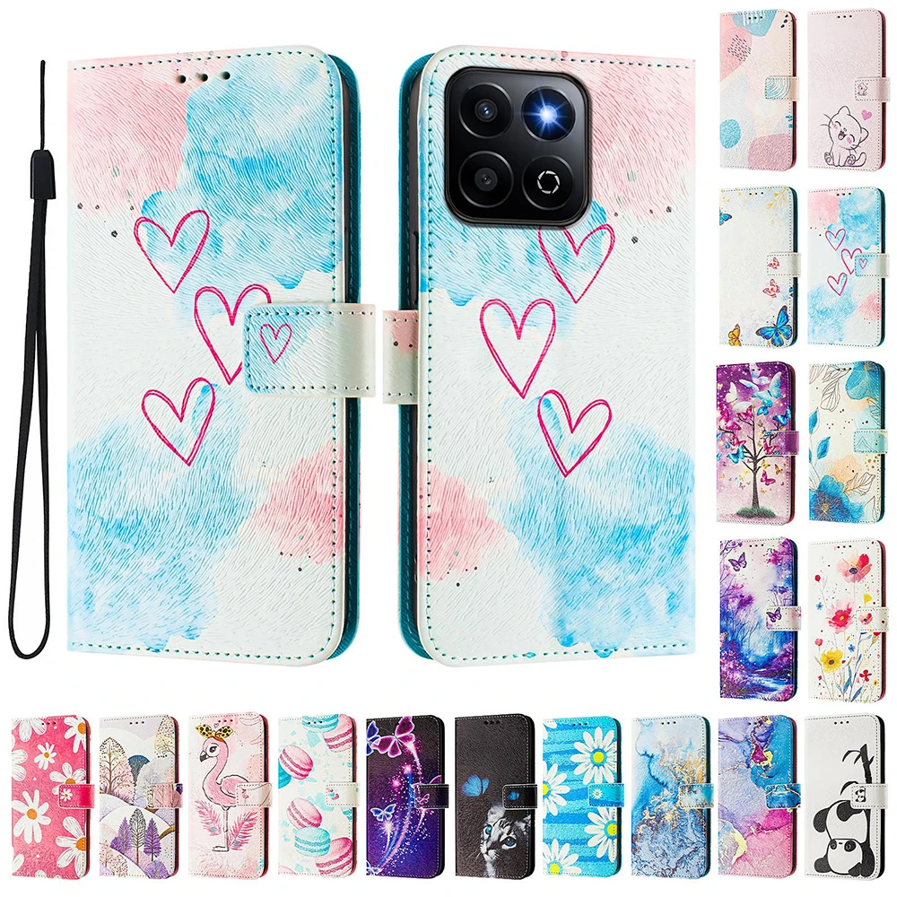 Vibrant Illustrated Shockproof Flip Phone Wallet Case