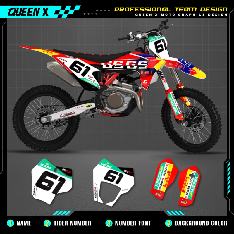 

QUEEN X MOTOR Custom Team Graphics Backgrounds Decals For 3M Stickers Kit For GASGAS 2021 2022 2023 EC MC 36