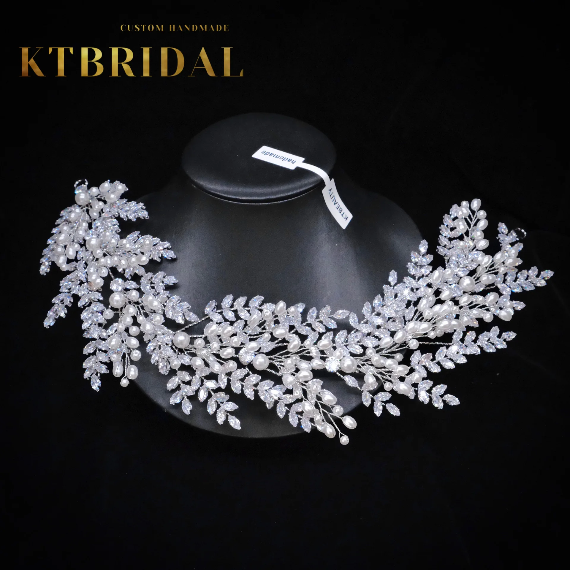 

New KTBRIDAL Tiara Crown Handmade Bridal Headpieces Zirconia Pearls Fashion Jewelry Women Gift Wedding Accessiories