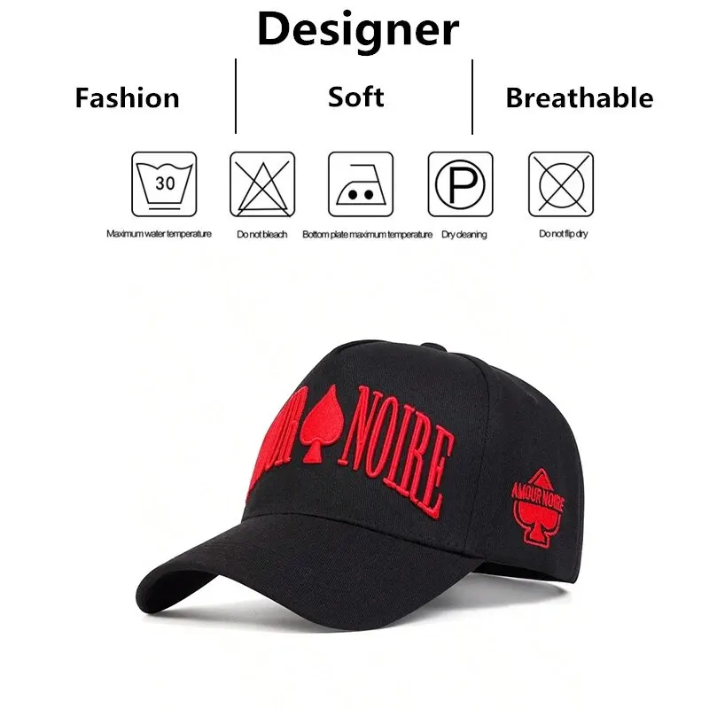 Baseball Cap Snapback Cap Outdoor Sun Hat Unisex AMOUR NOIRE Spades Embroidery Baseball Caps Spring and Autumn Outdoor Adjustable Casual Hats Sunscreen Hat