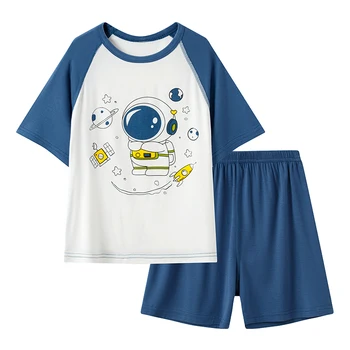Kids Clothes Set Summer Modal for Boys Girls Sleepwear Clothing Suits 2PCS Pajama Suit Children Home Wear T-shirt Shorts Cartoon 1