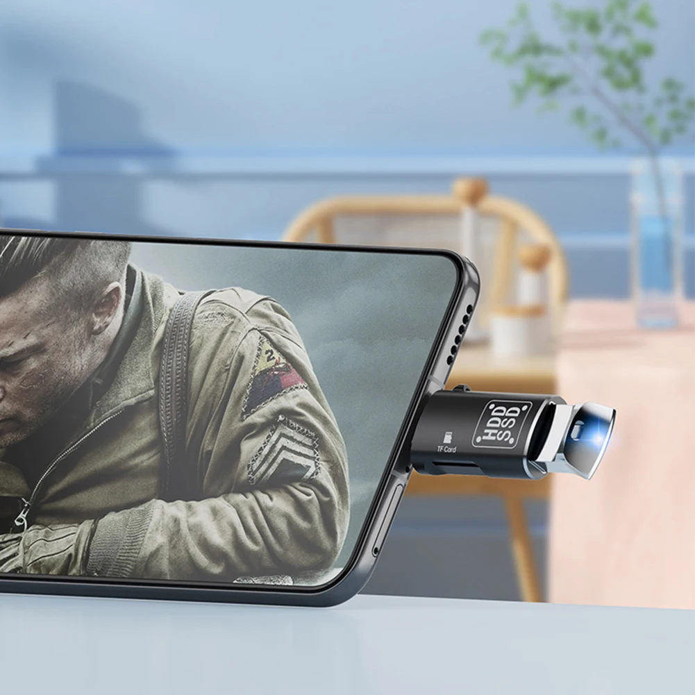 2 In 1 Type-C USB 3.0 카드 판독기 휴대 전화 카드 판독기 OTG TF USB C TF iPhone 15 용 마이크로 SD 카드 판독기