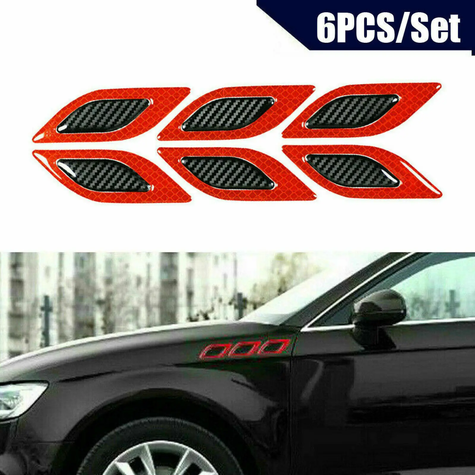 

6Pcs/Set Car Reflective Stickers Anti-Scratch Safety Warning Sticker For Truck Auto Motor Exterior Decorative Accessories