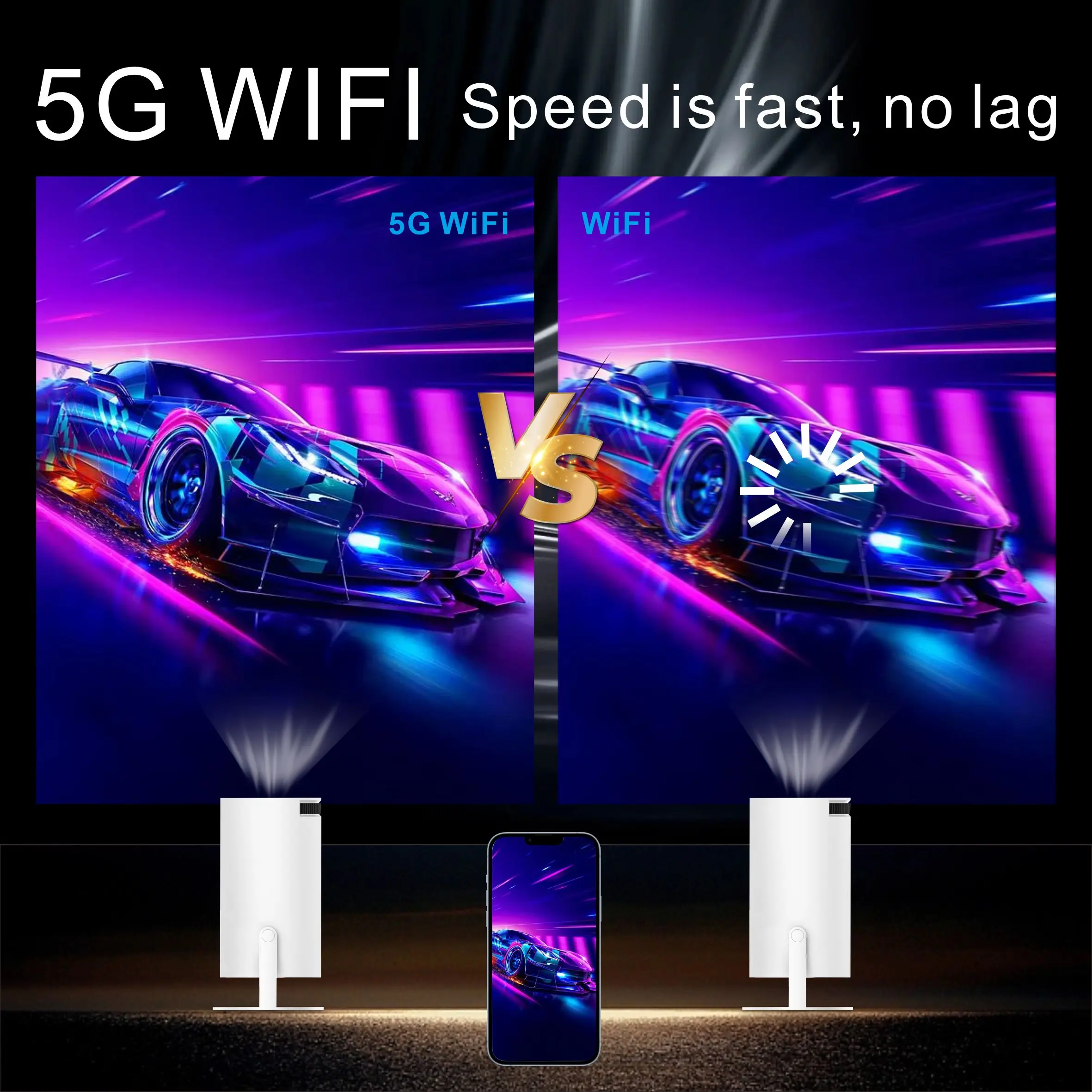 Portable Projector HY300 Android Wifi Smart for Samsung iPhone Phone 1280 720P Full HD Office Home Theater Video Mini