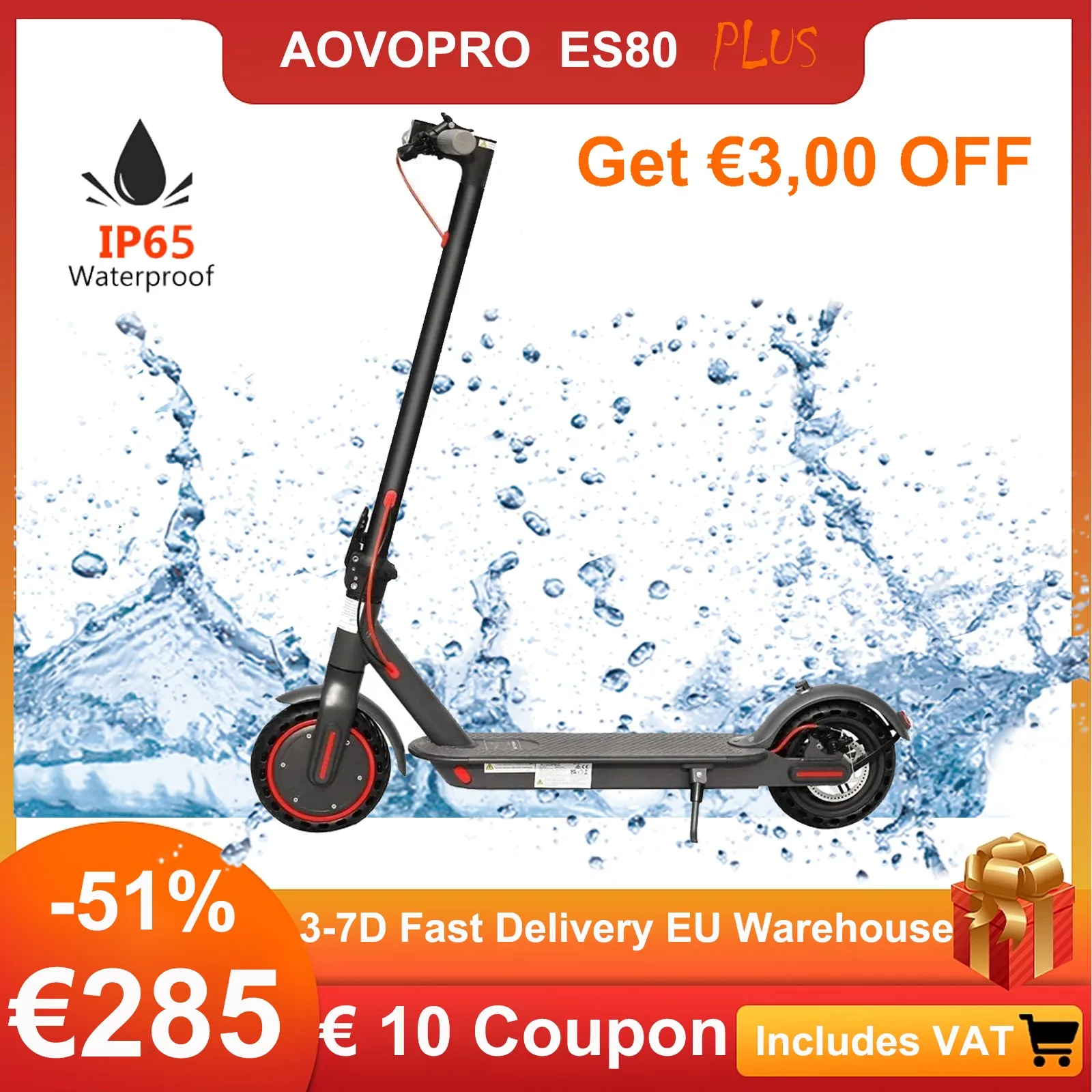 Scooter Elettrico Aovopro Es80, Escooter Pieghevole App 350W 31 Km/H, Monopattino Elettrico Intelligente Da 8.5 Pollici Per Adulti