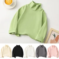 Autumn Winter Long Sleeve Children T-Shirt with Turtleneck Collar for Boys Girls Solid Color Base Shirt Tops Kids Casual Clothes 1
