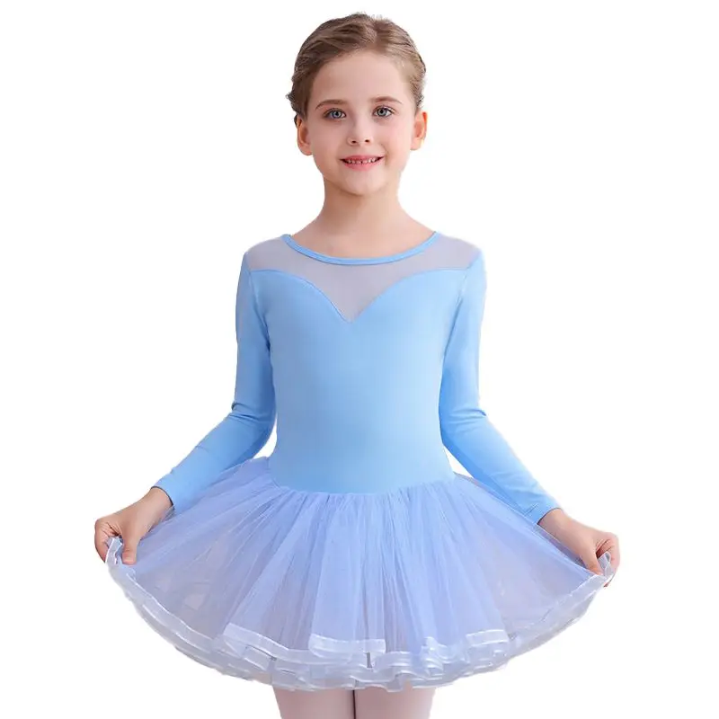 Girls Dancewear Short-sleeved Practice Clothes Tutu Girls Chinese Dance Clothes Ballet Dress Gymnastics Clothing