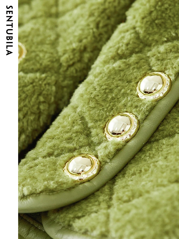 SENTUBILA Vintage Faux Fur Coats Women Autumn Winter Argyle Pattern Short Warm Korean Jackets Ladies 2023 Outerwear W34P50139