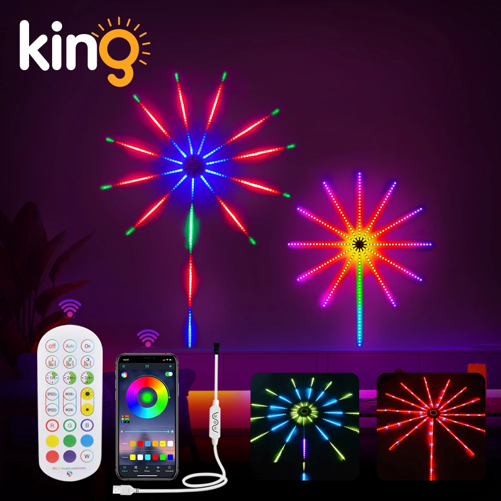 Firework Lights Led Strip Music Sound Sync Color Changing Remote