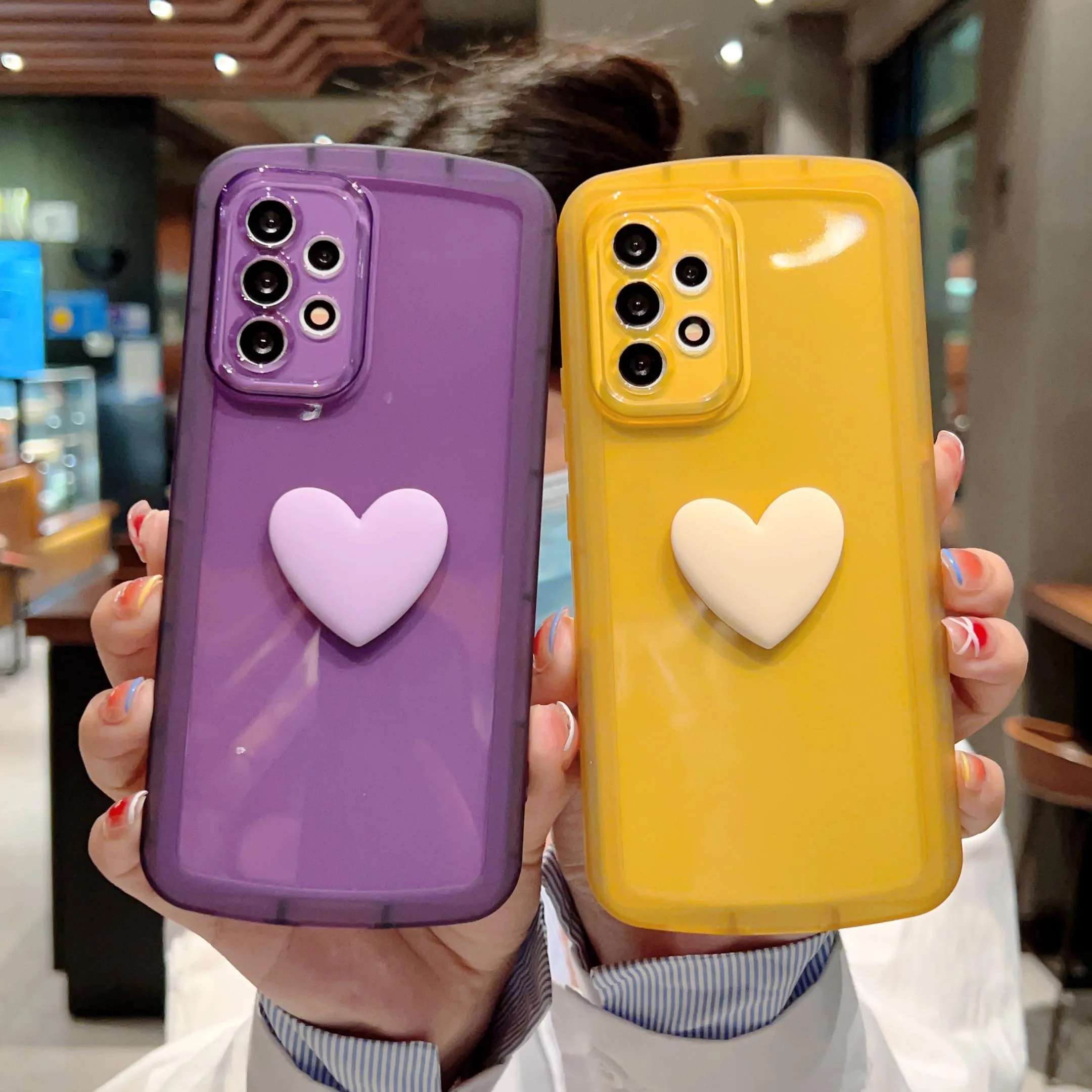 Samsung A53 A13 A52s S22 Ultra S21 FE Cute Heart Case Shockproof TPU Phone  Cover