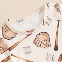 2024-04-18 Lioraitiin 0-18M Summer Baby Boys Girls Clothes Baseball Print Jumpsuit Round Neck Short Sleeve Romper 4