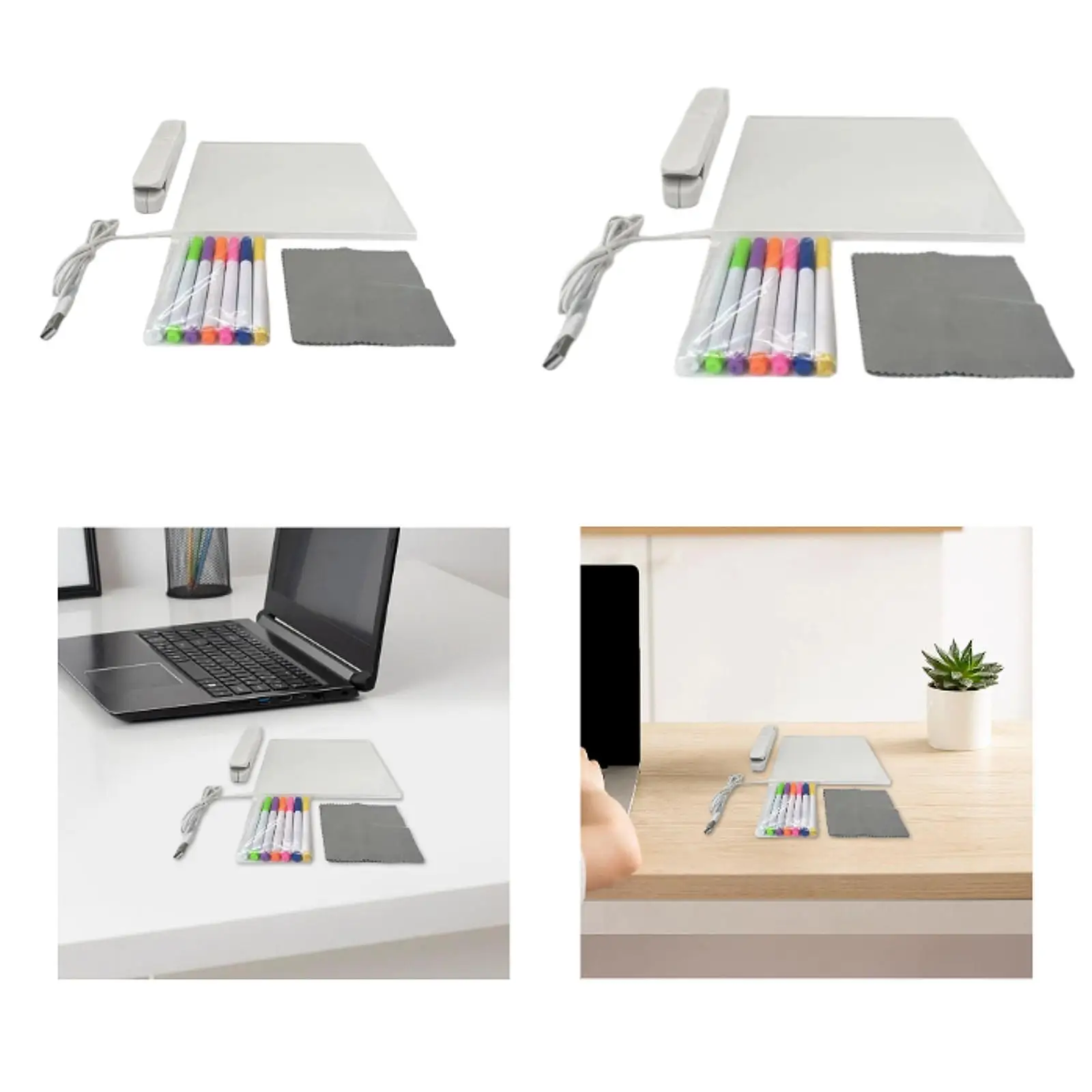 Acrylic Message Board with Stand Desktop Night Light Board with Light Erasable Writing Note for Home School Office