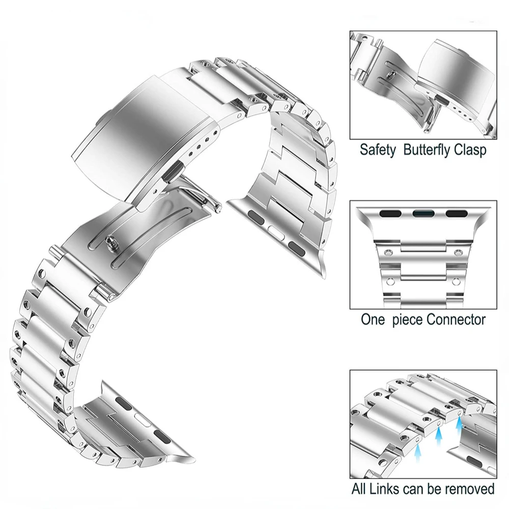 Stainless Steel Strap for Apple Watch Band 49mm 44 40mm 45mm 41mm 38 42mm Accessories Metal Wristband for iWatch Ultra 8765432SE