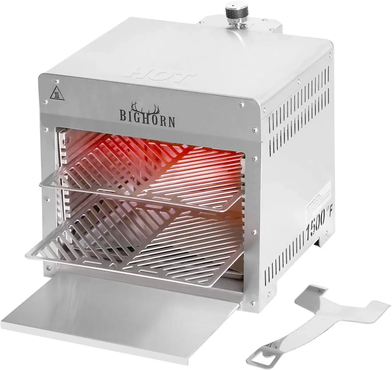 

Portable Infrared Broiler Propane Gas Grill, 1500 Degree Stainless Steel Tabletop Quick Cooking Steak Grill for Meat, Seafood,