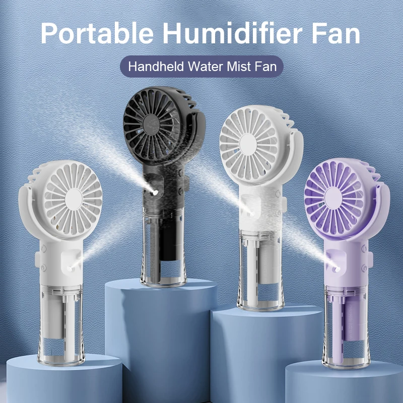 Portable Humidifier Fan USB Water Mist Fan Rechargeable Portable Handheld Fan with Humidifier Water Spray Small Pocket Hand Fan